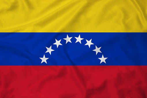 Flag of Venezuela, background with fabric texture